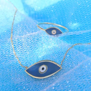 Alternative view of MINIMAL EVIL EYE GOLD PENDANT