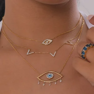 Alternative view of DAINTY DIAMOND EYE NECKLACE