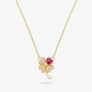 Alternative view of RED FLOWER DIAMOND PENDANT