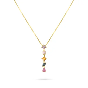 COLORED STONES DROP NECKLACE