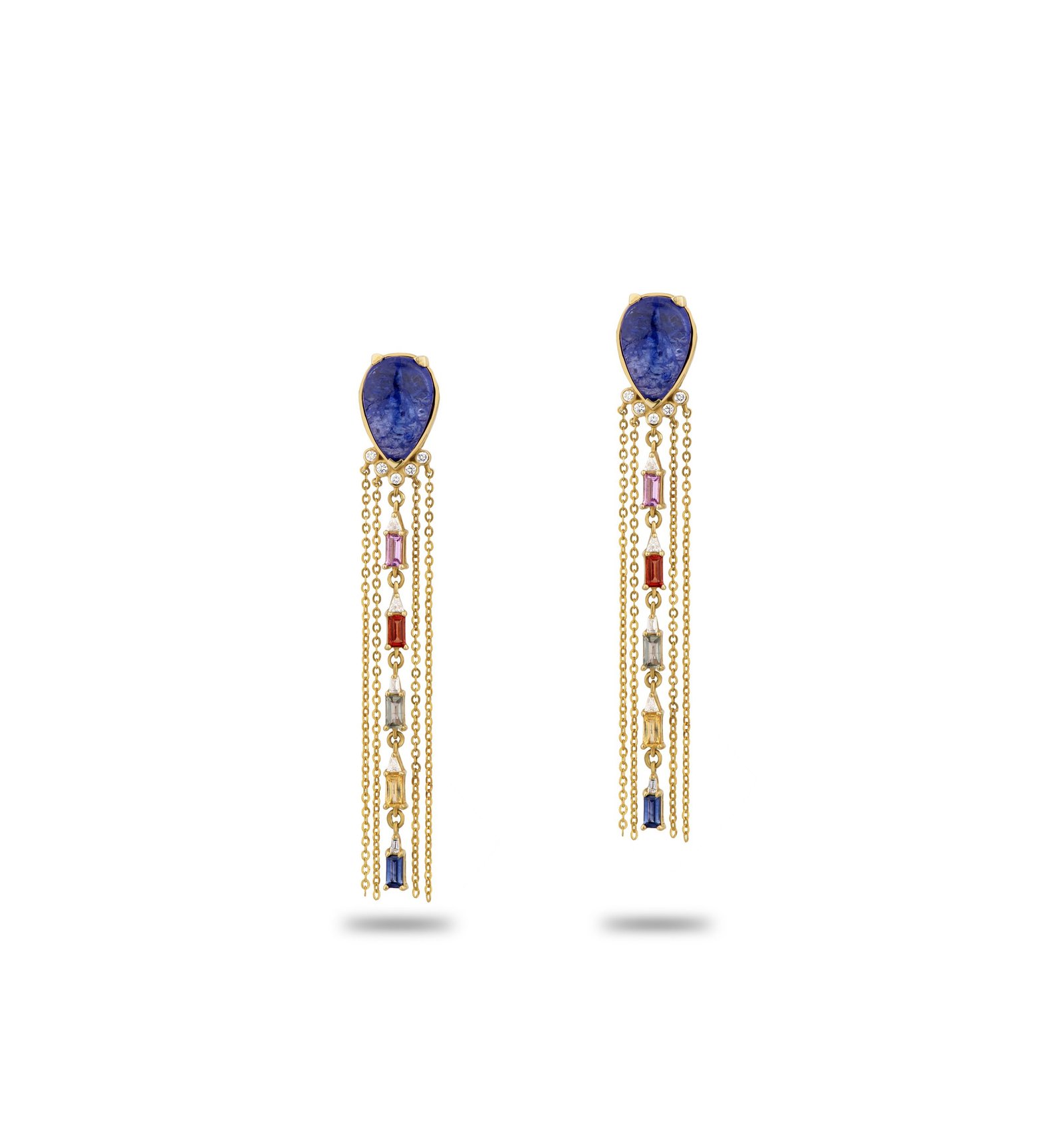 Tanzanite & Sapphire Gold Earrings