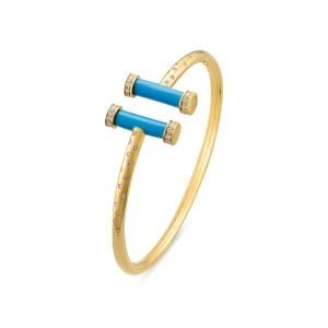 Blue Enamel Diamond Bangle