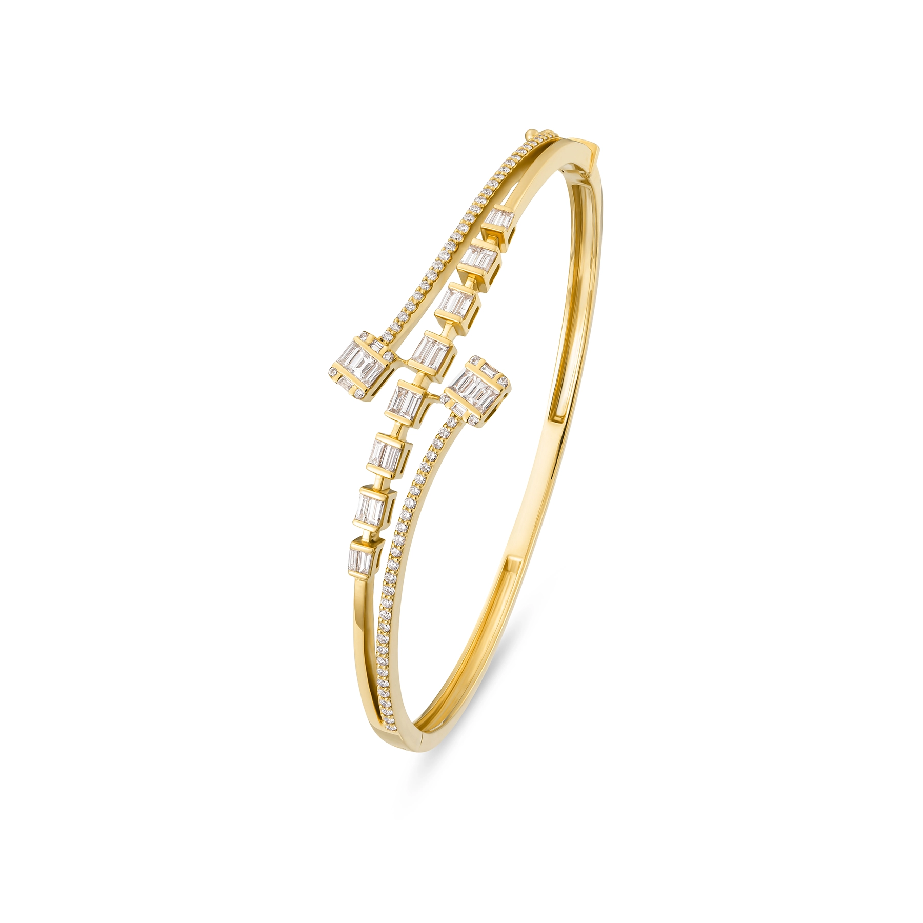 DIAMOND SHAPES PAVE BANGLE