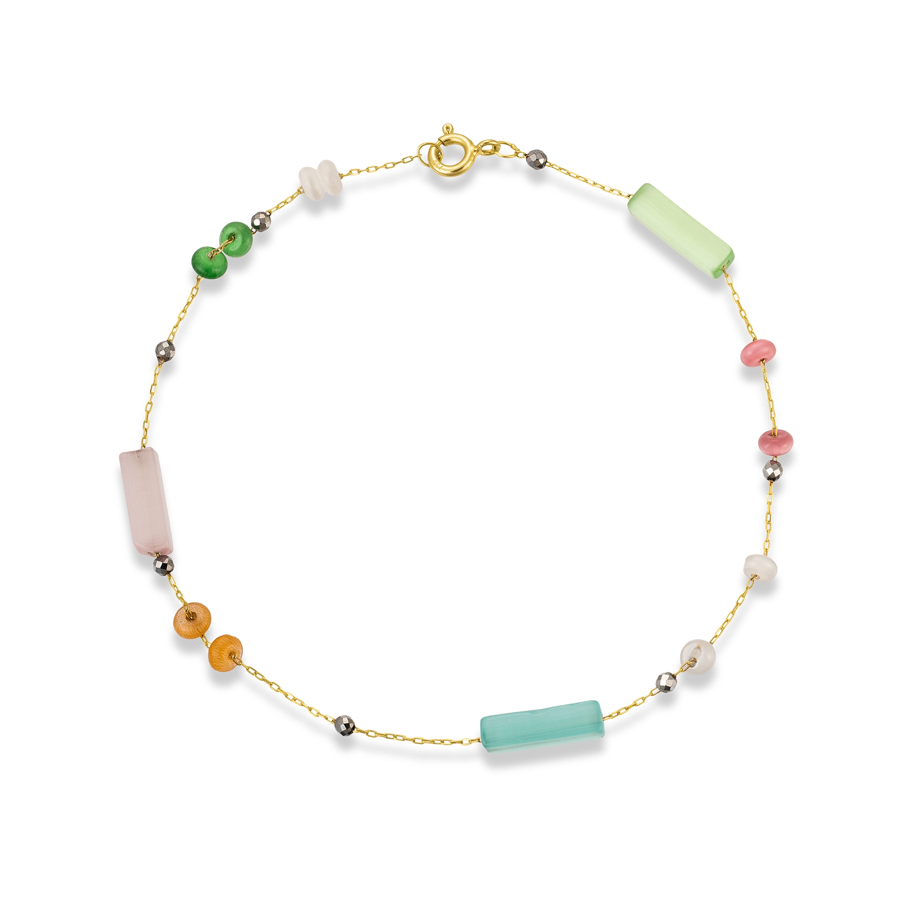 COLOURFUL BEADED GOLD ANKLET - Image 2