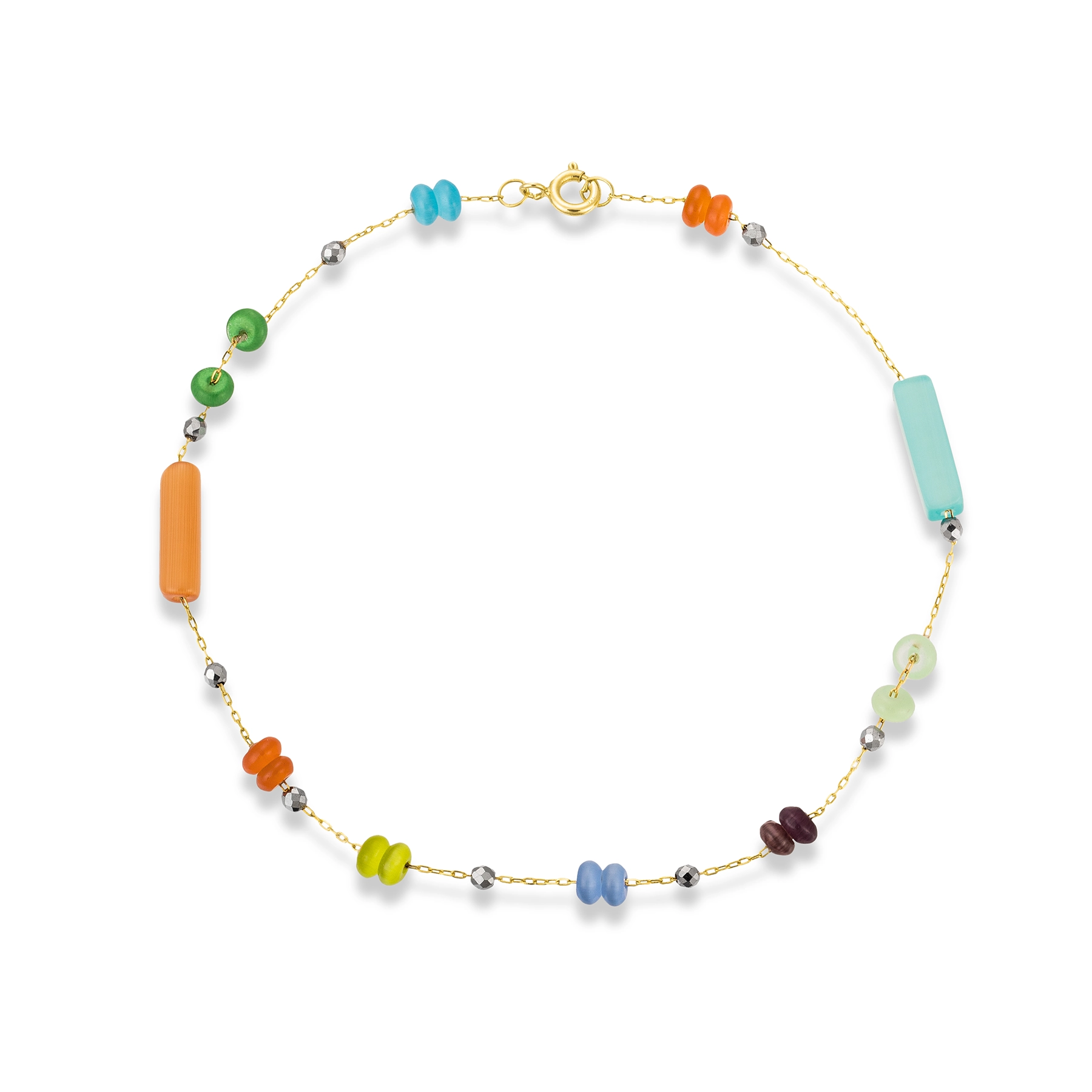 COLOURFUL BEADED GOLD ANKLET