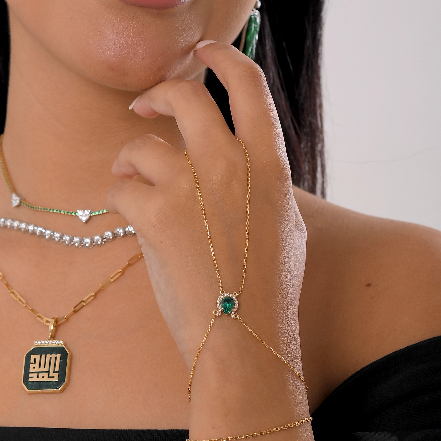 Emerald and Diamond Lotus Bracelet - Image 2