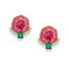 Pink Geode and Green Topaz Earrings