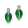 Jade Leaf Diamond Earrings