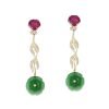 Ruby and Jade Blossom Earrings