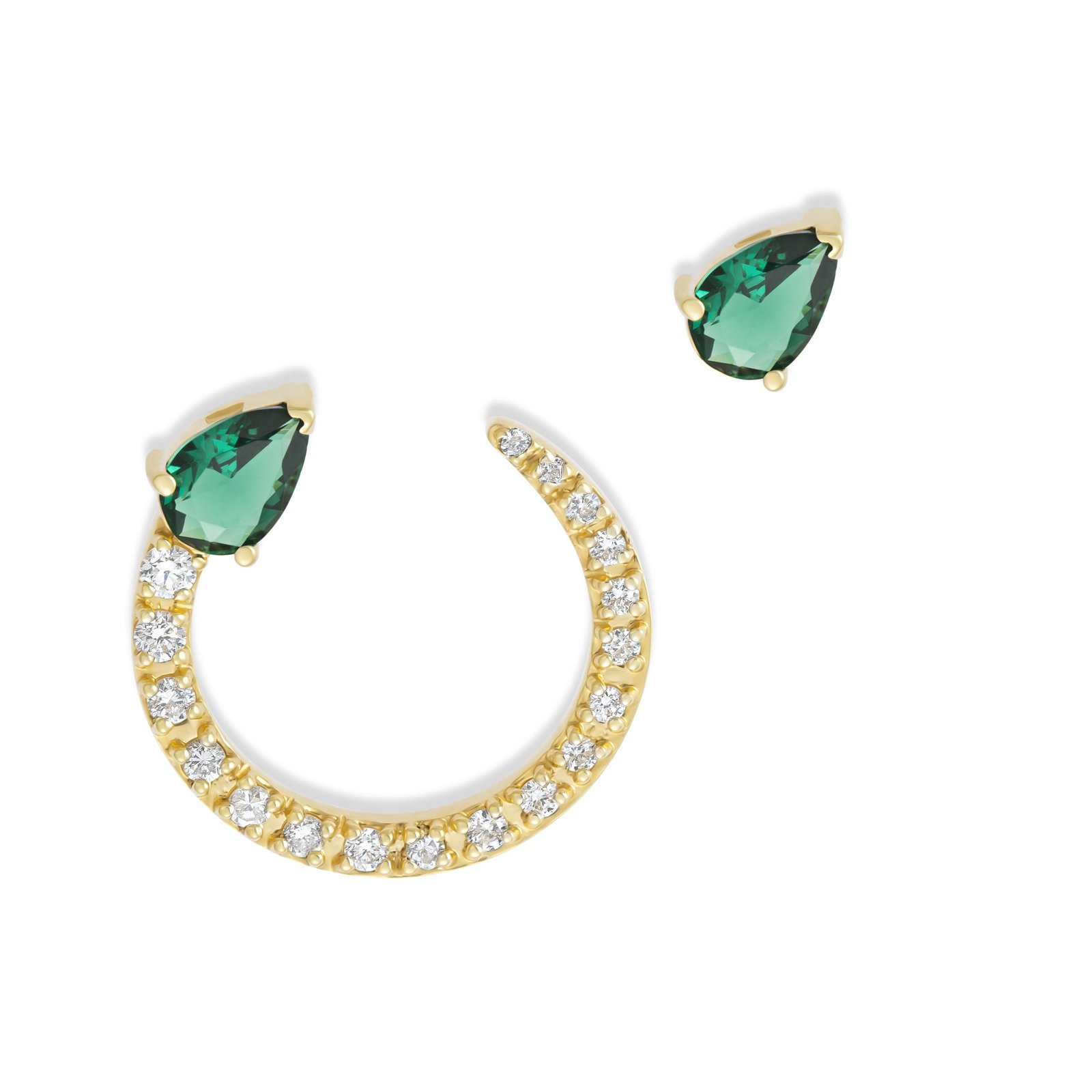 Emerald Gold Stud Earring - Image 3