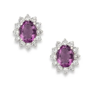 AMETHYST DIAMOND STUD EARRINGS