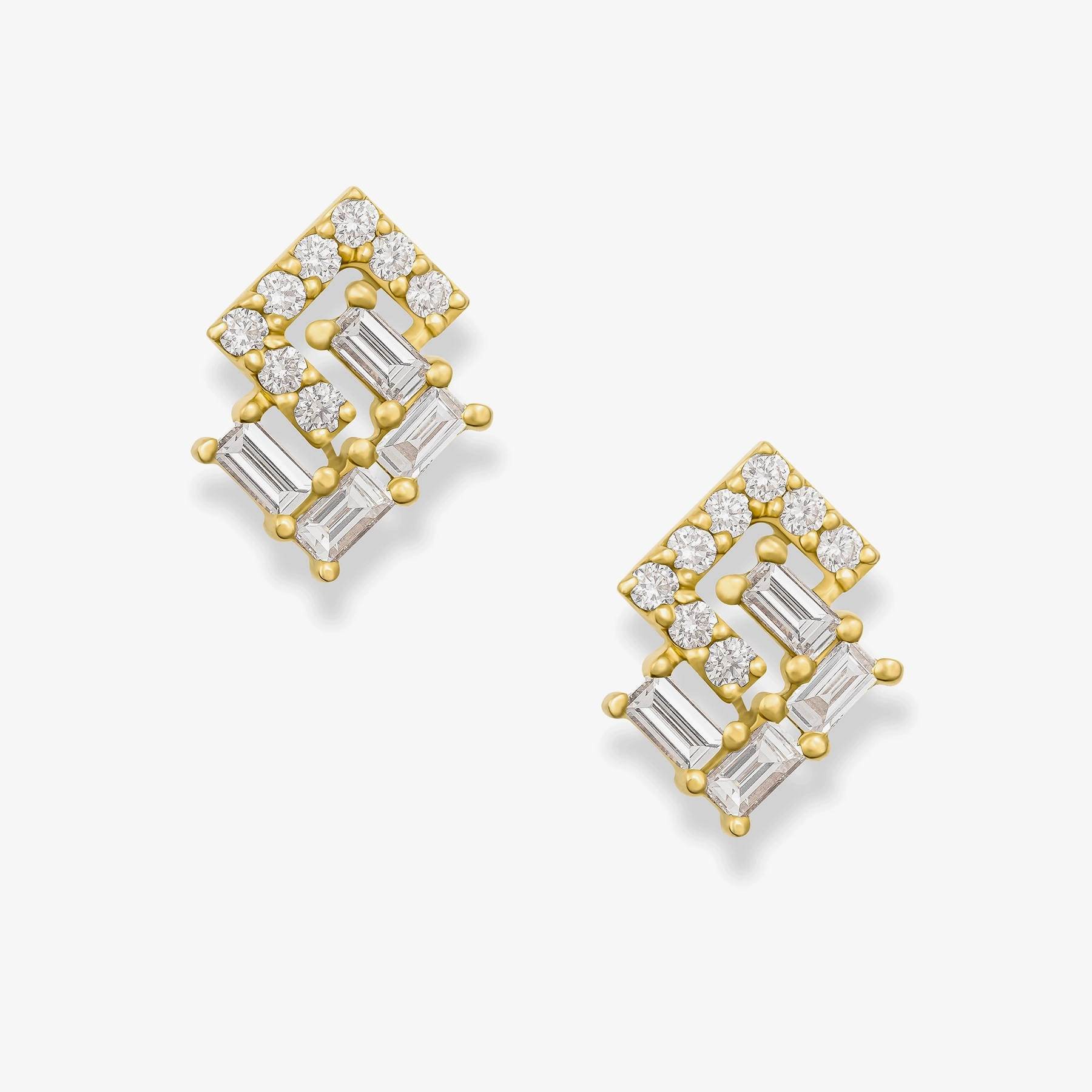 Square Maze Diamond Earrings - Image 2
