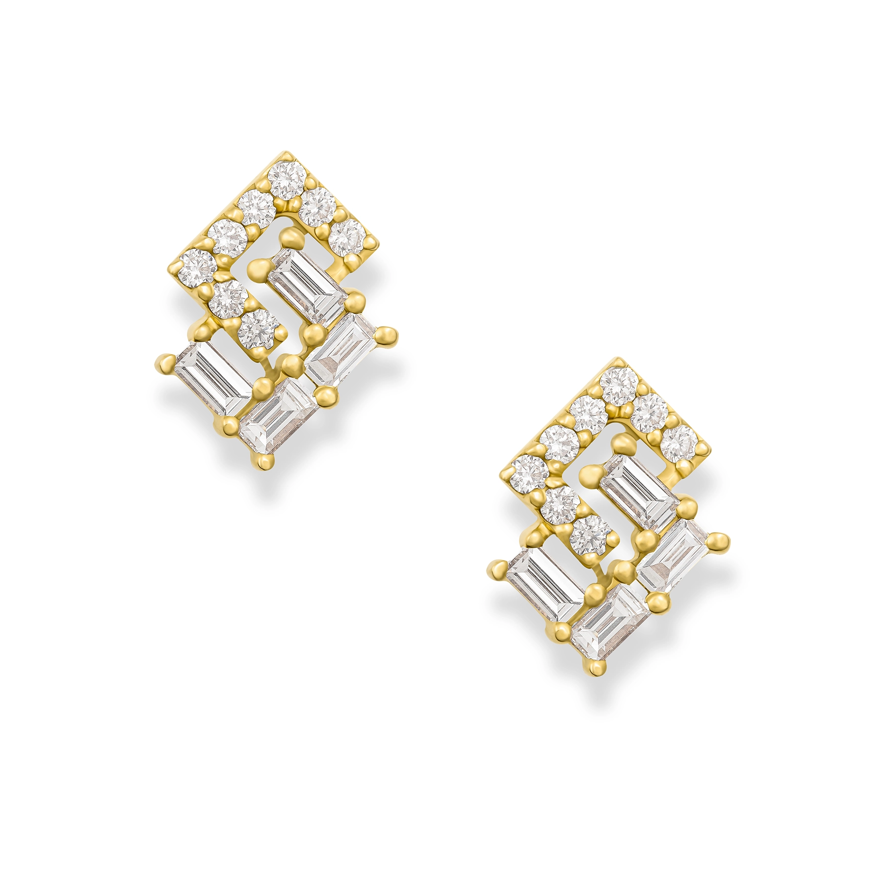 Square Maze Diamond Earrings