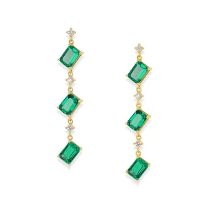 EMERALD AND DIAMOND DROP EARRINGS