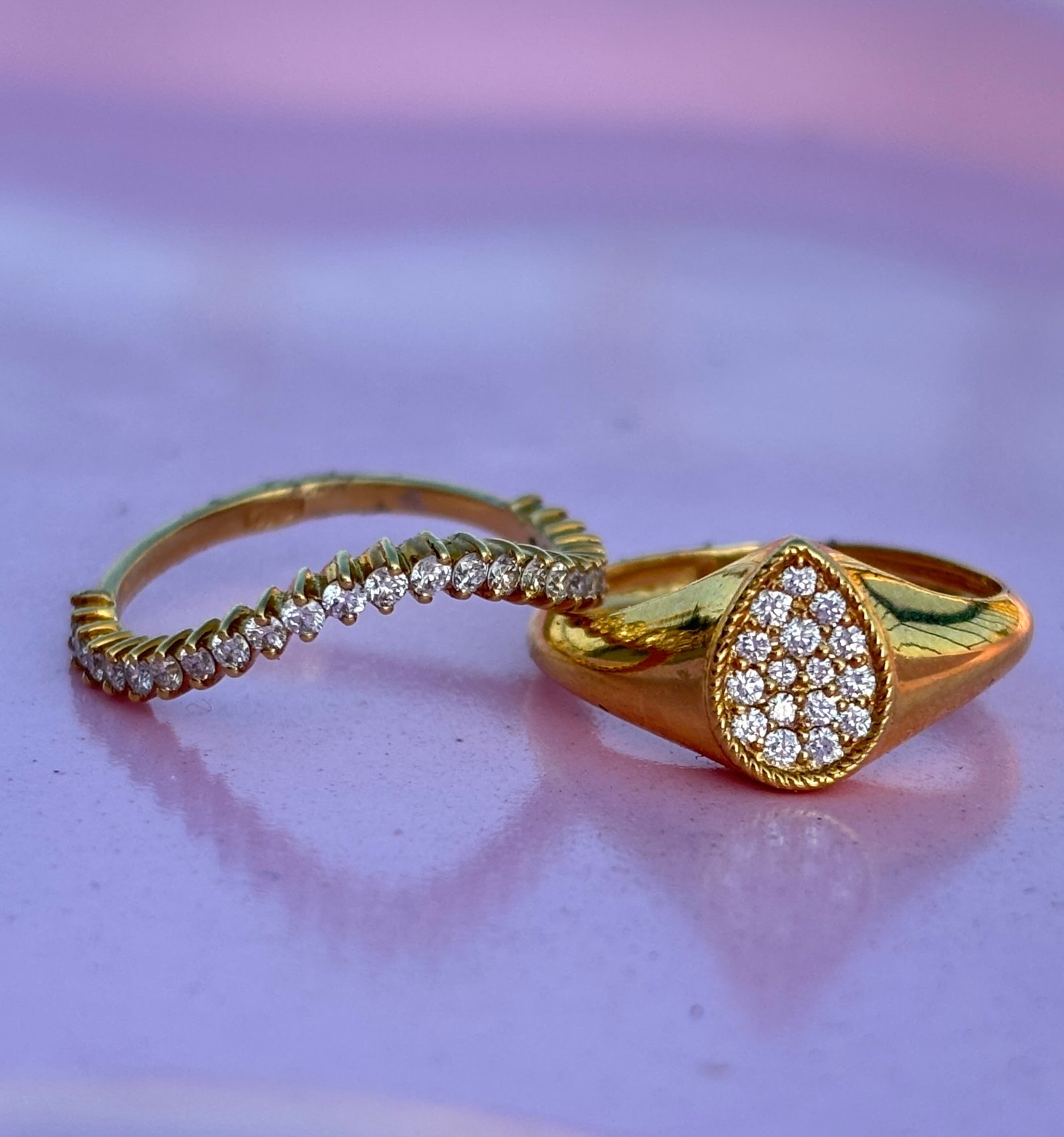 Diamond Teardrop Pinky Ring - Image 3