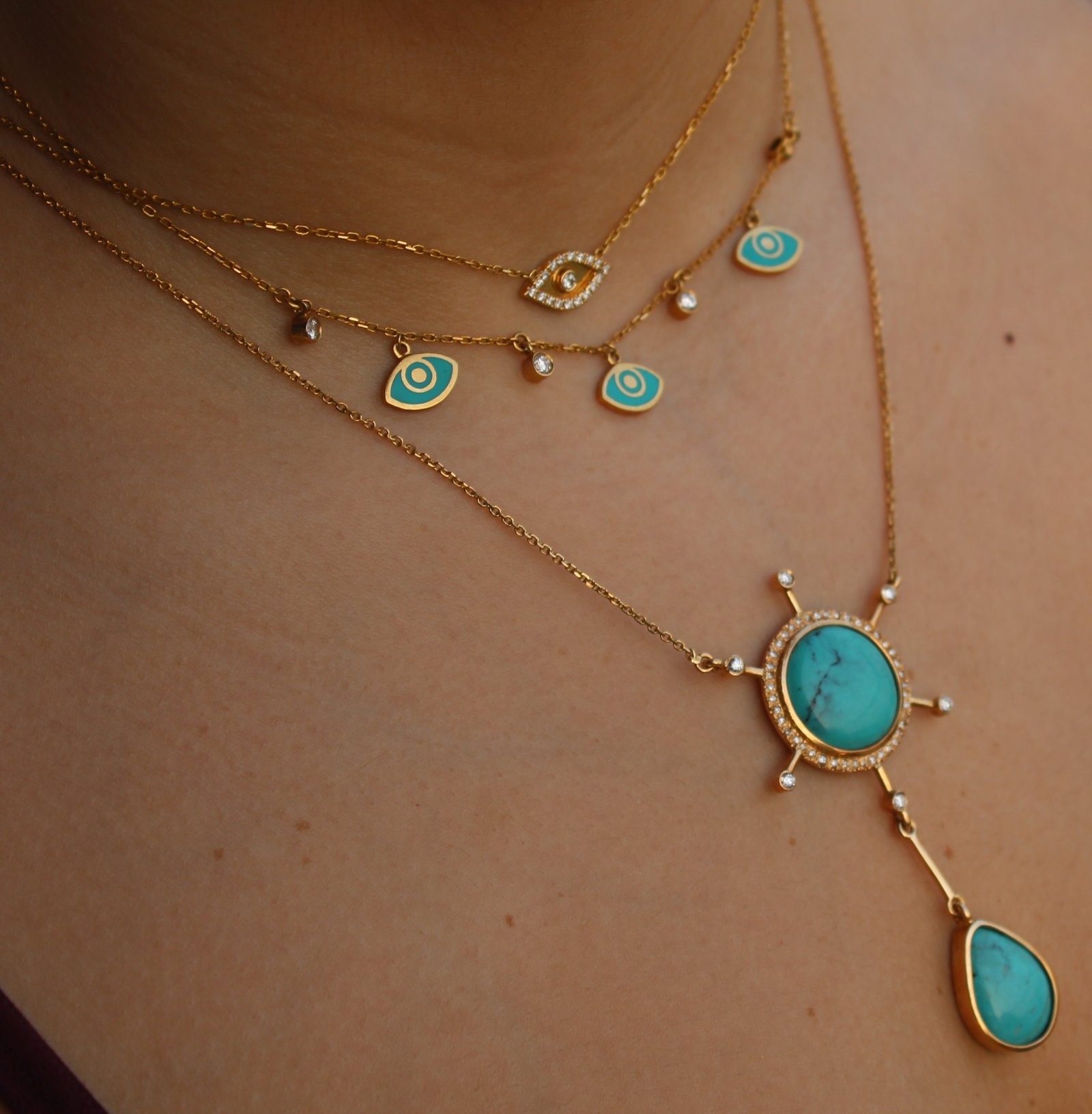 Evil Eye Blue Choker Necklace - Image 3