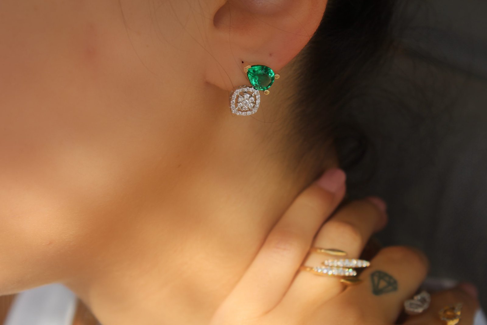 Tourmaline Elegance Diamond Earring - Image 3