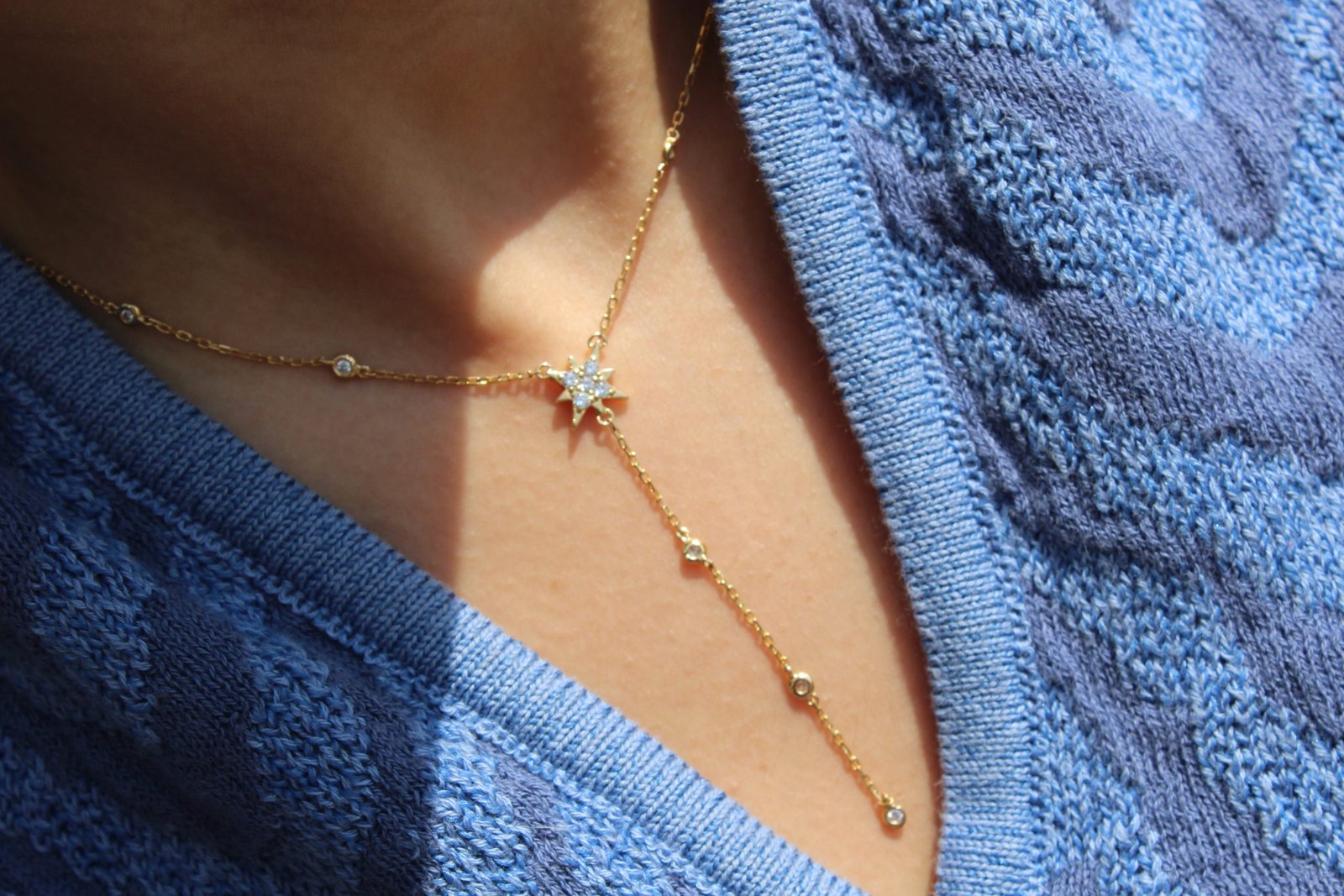 Golden Starfall Lariat Necklace - Image 2