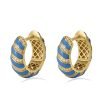 Blue Enamel Diamond Hoop
