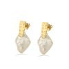 Gold Baroque Pearl Earrings
