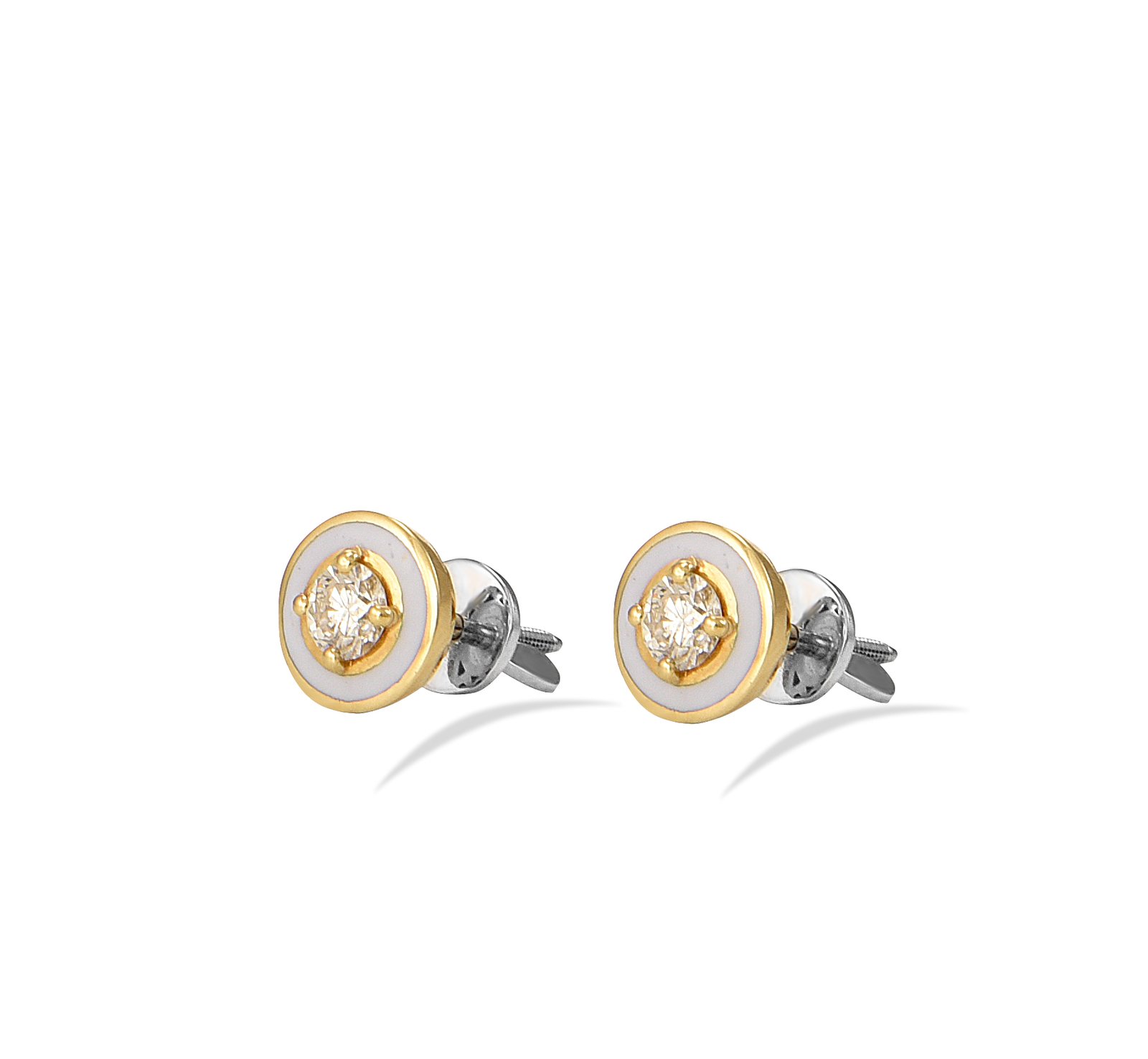 Diamond Stud Enamel Earrings