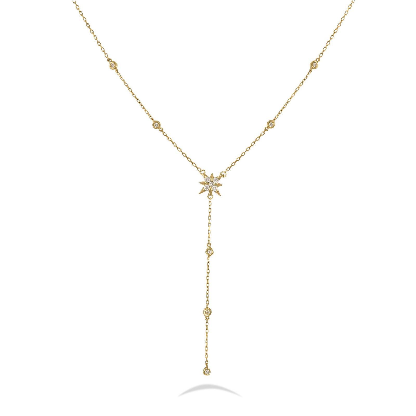 Golden Starfall Lariat Necklace