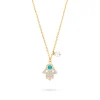 TURQUOISE DIAMOND HAMSA NECKLACE