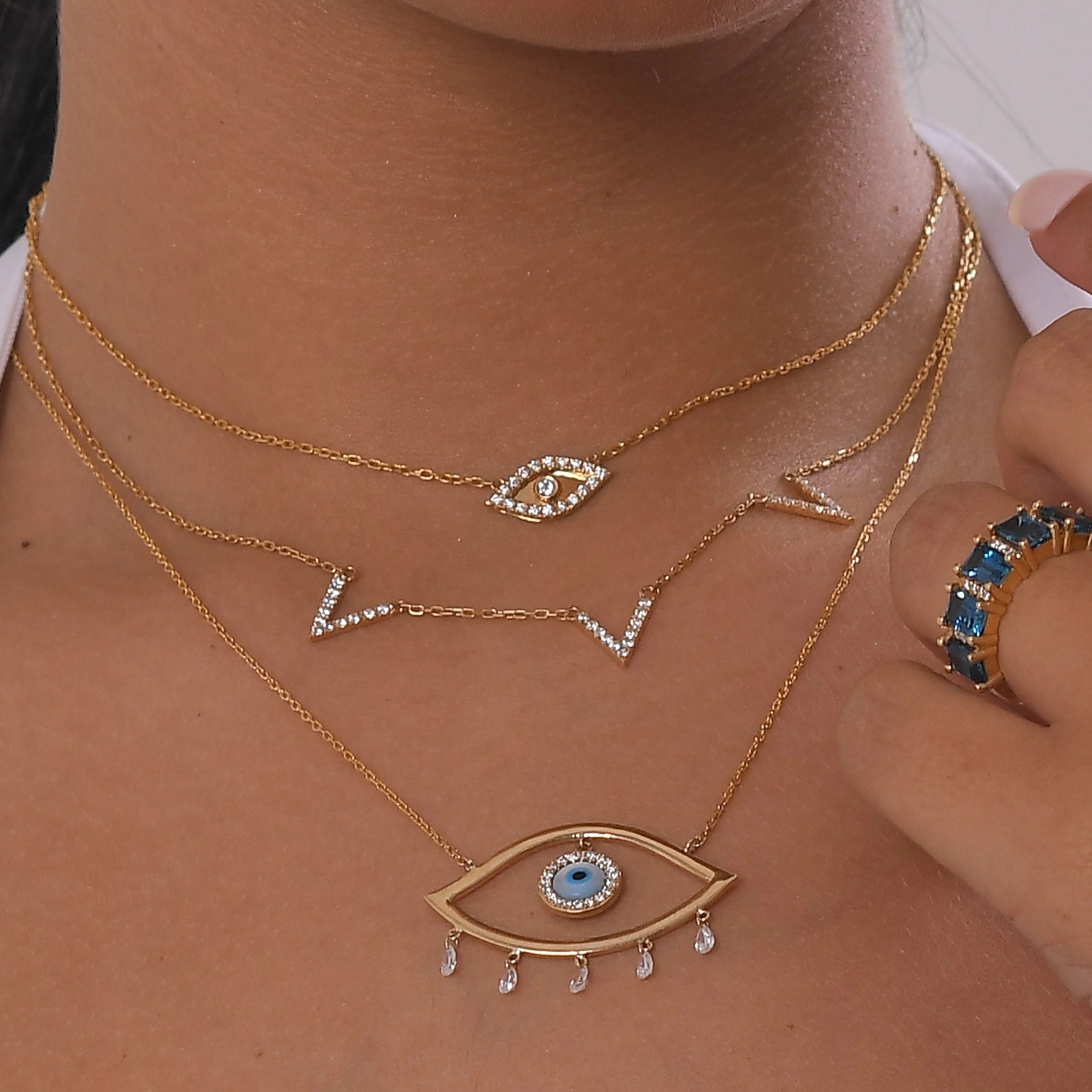 DAINTY DIAMOND EYE NECKLACE - Image 2