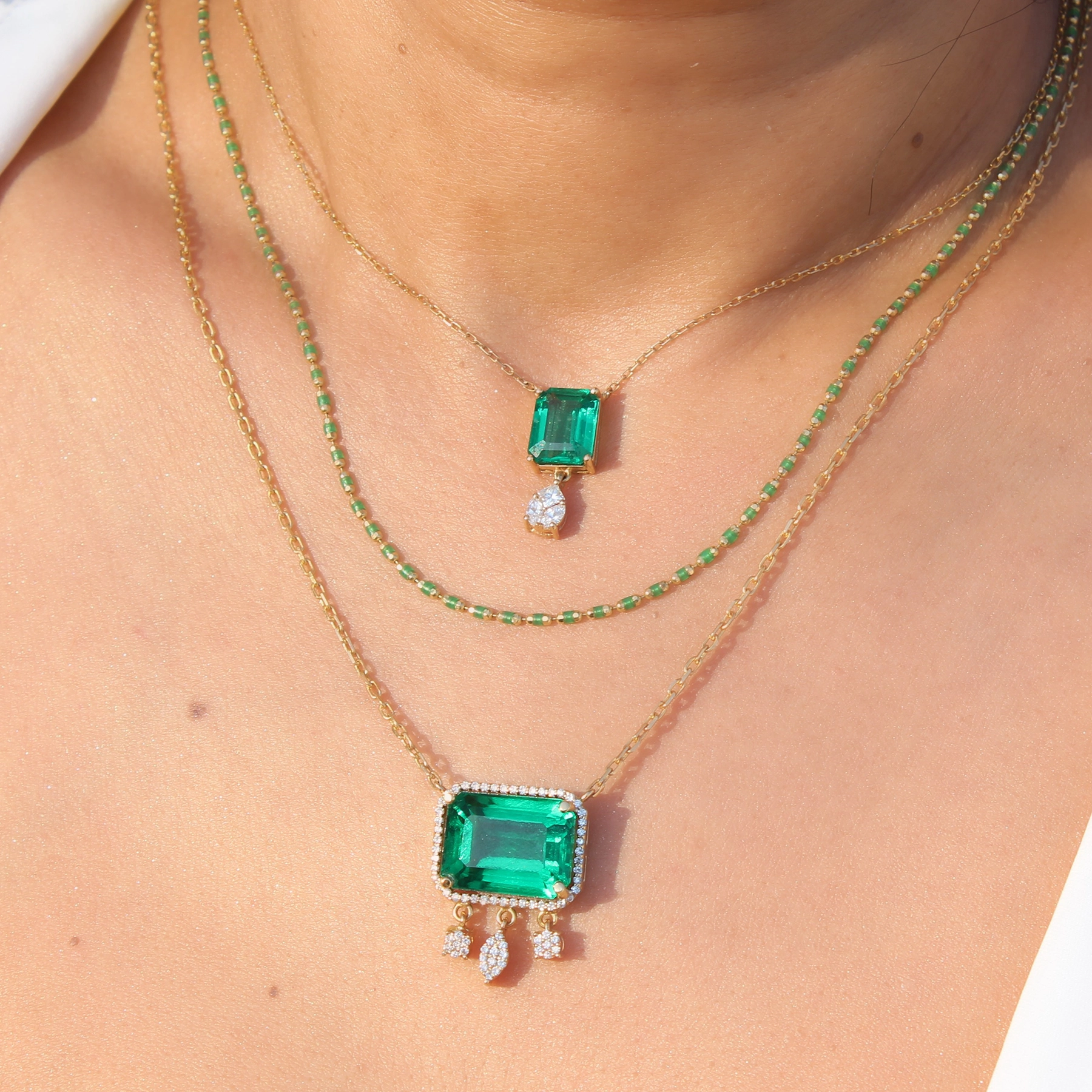 TOURMALINE DIAMOND DROP NECKLACE - Image 2