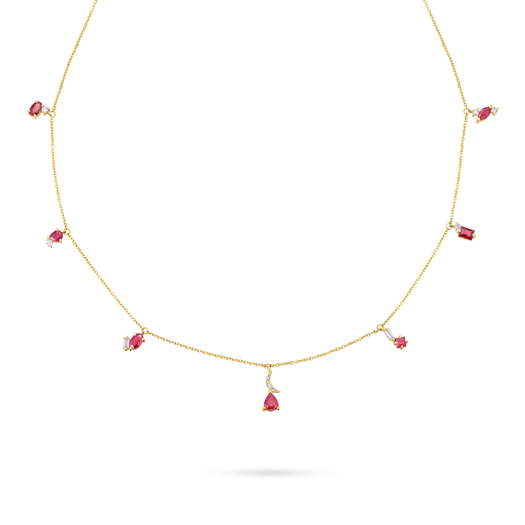 Charm Necklace with Ruby and Diamond