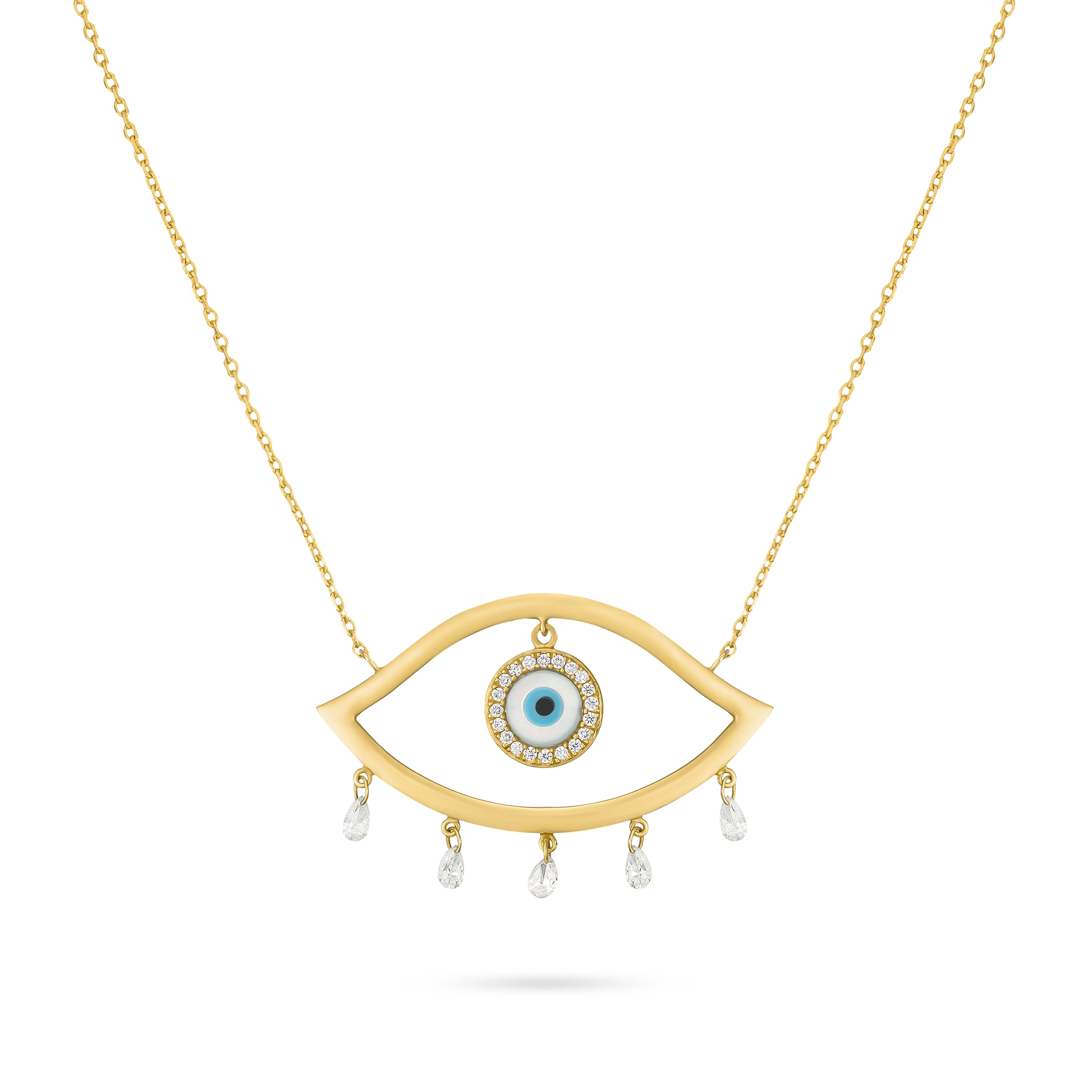 EVIL EYE FLOATING DIAMOND NECKLACE