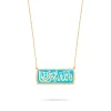 CALLIGRAPHY BLUE ENAMEL NECKLACE