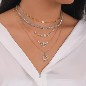 Alternative view of RADIANT GOLD DIAMOND NECKLACE