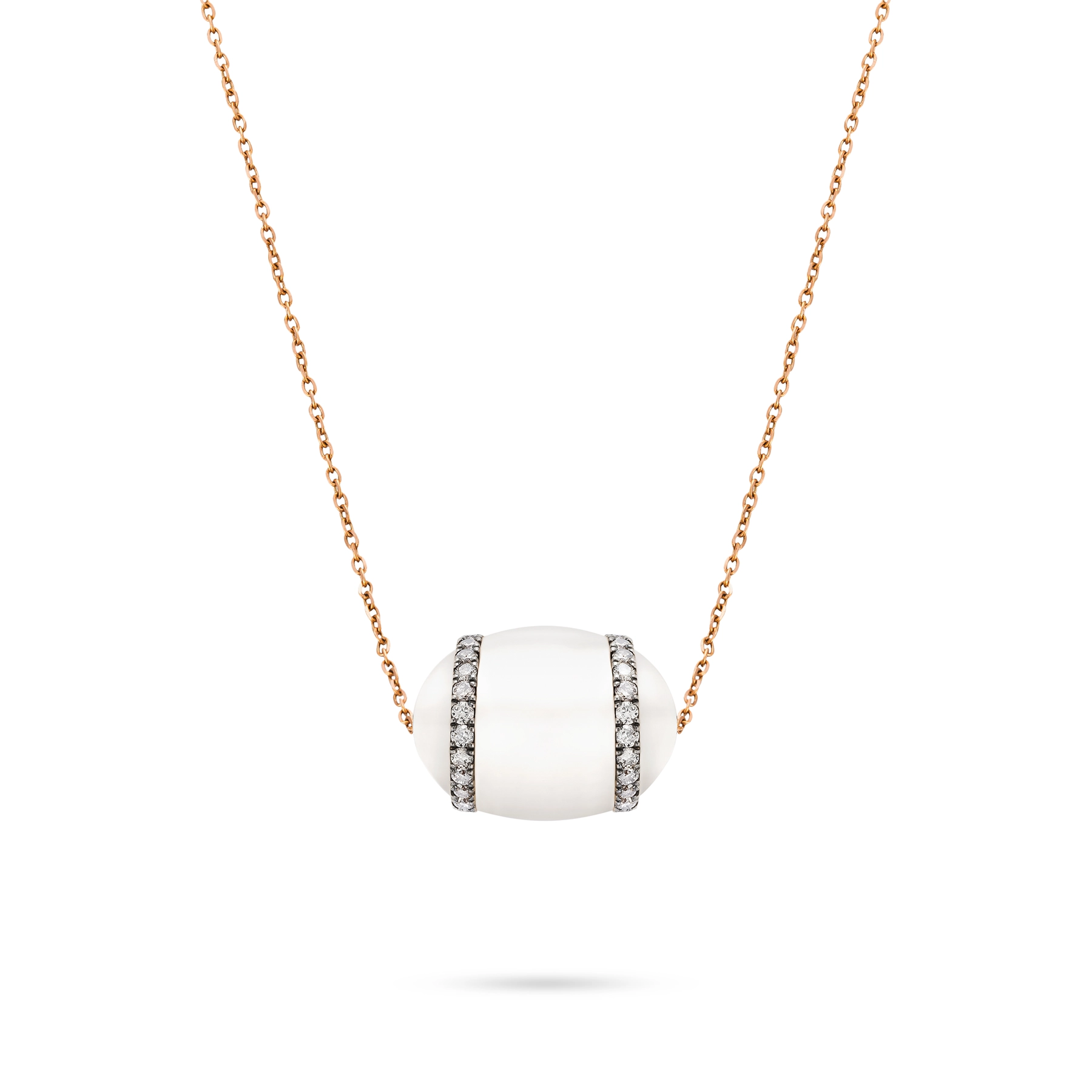 Oval Pearl & Brown Diamond Necklace