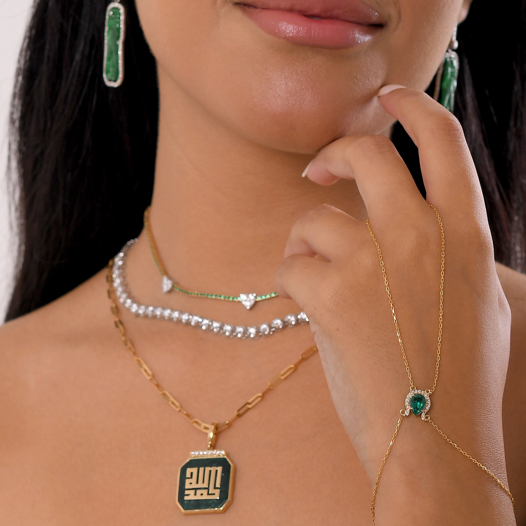 JADE AND DIAMOND ALLAH PENDANT - Image 3