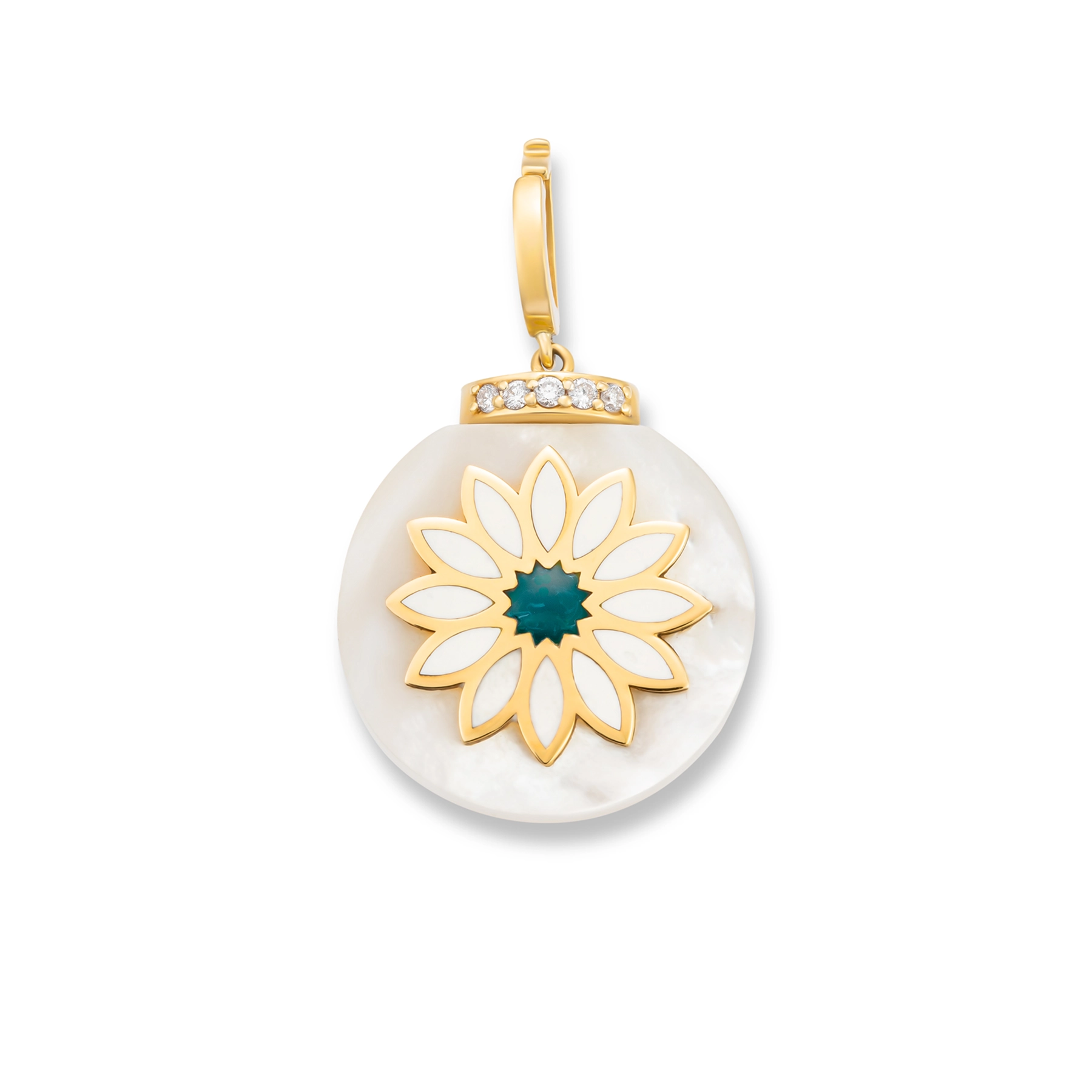 GOLD DAISY MOTHER PEARL CHARM