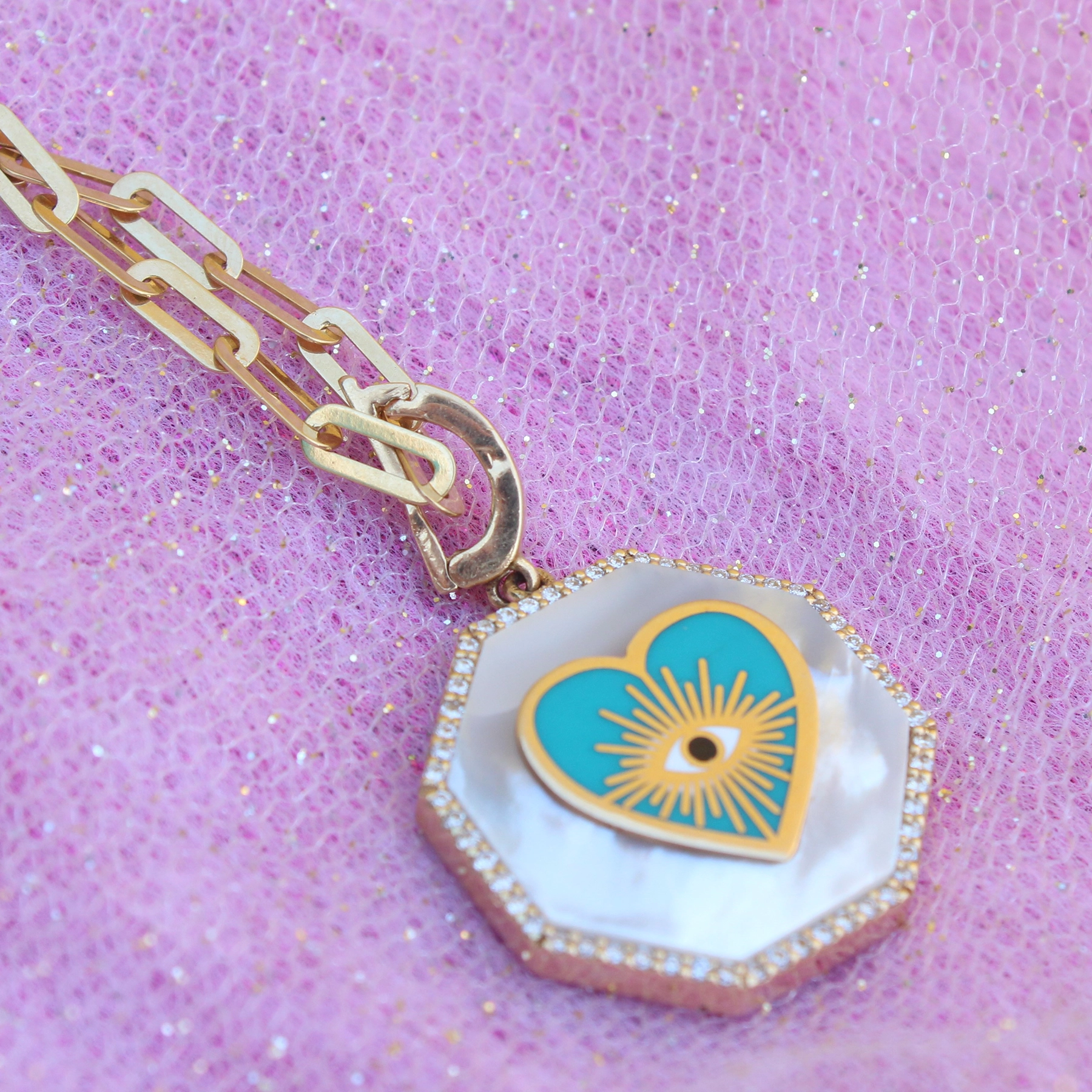 MOTHER PEARL BLUE ENAMEL CHARM - Image 2