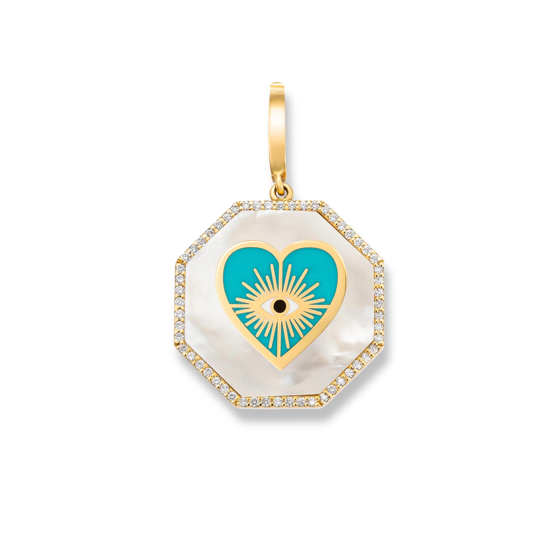 MOTHER PEARL BLUE ENAMEL CHARM