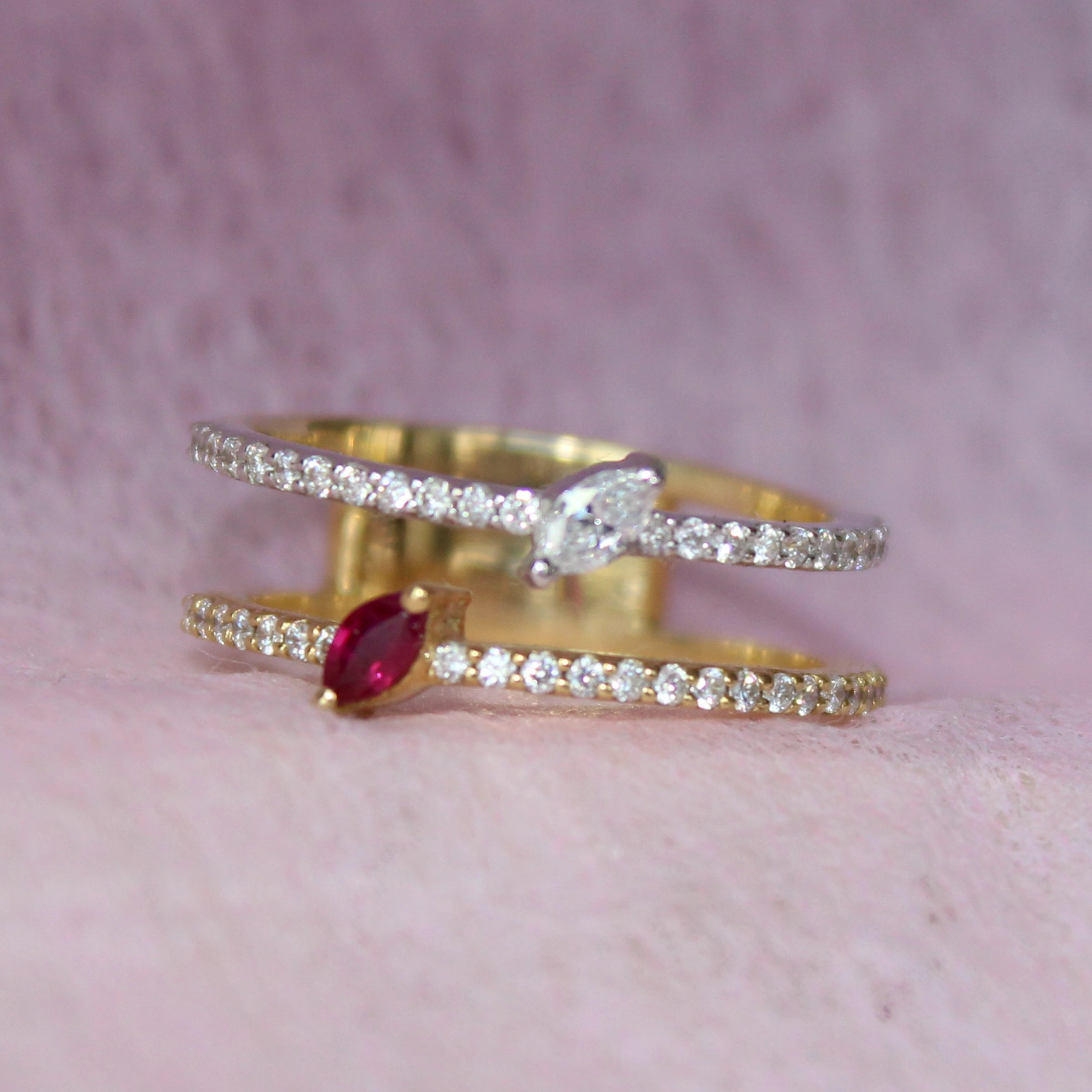 DOUBLE DIAMOND BAND RING - Image 2