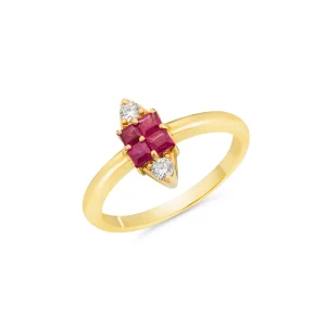 SQUARE RUBY DIAMOND RING