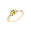 Dainty Peridot Diamond Ring