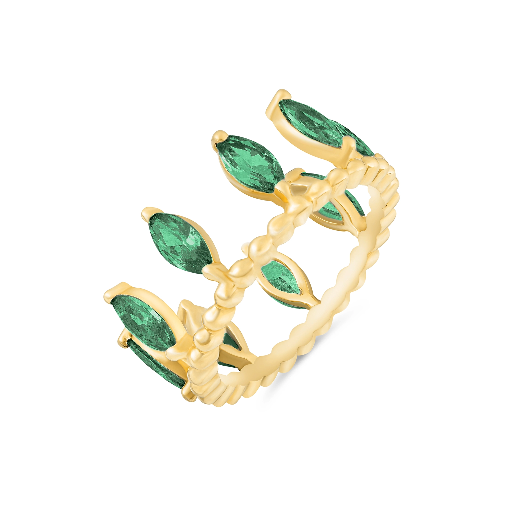 Green Topaz Crown Gold Ring