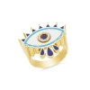BLUE ENAMEL EYE SHAPE RING