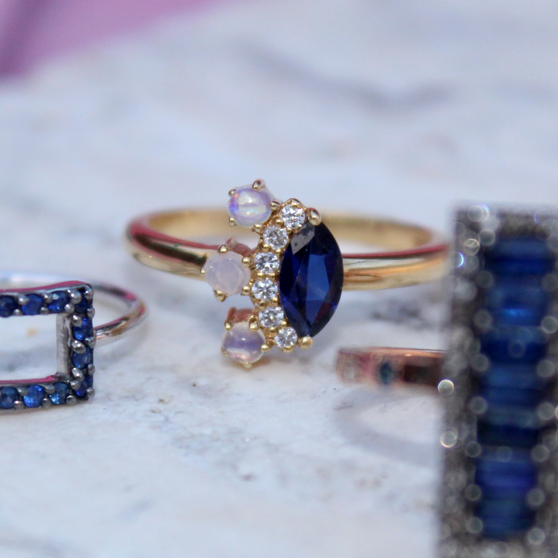 DAINTY SAPPHIRE AND DIAMOND RING - Image 3