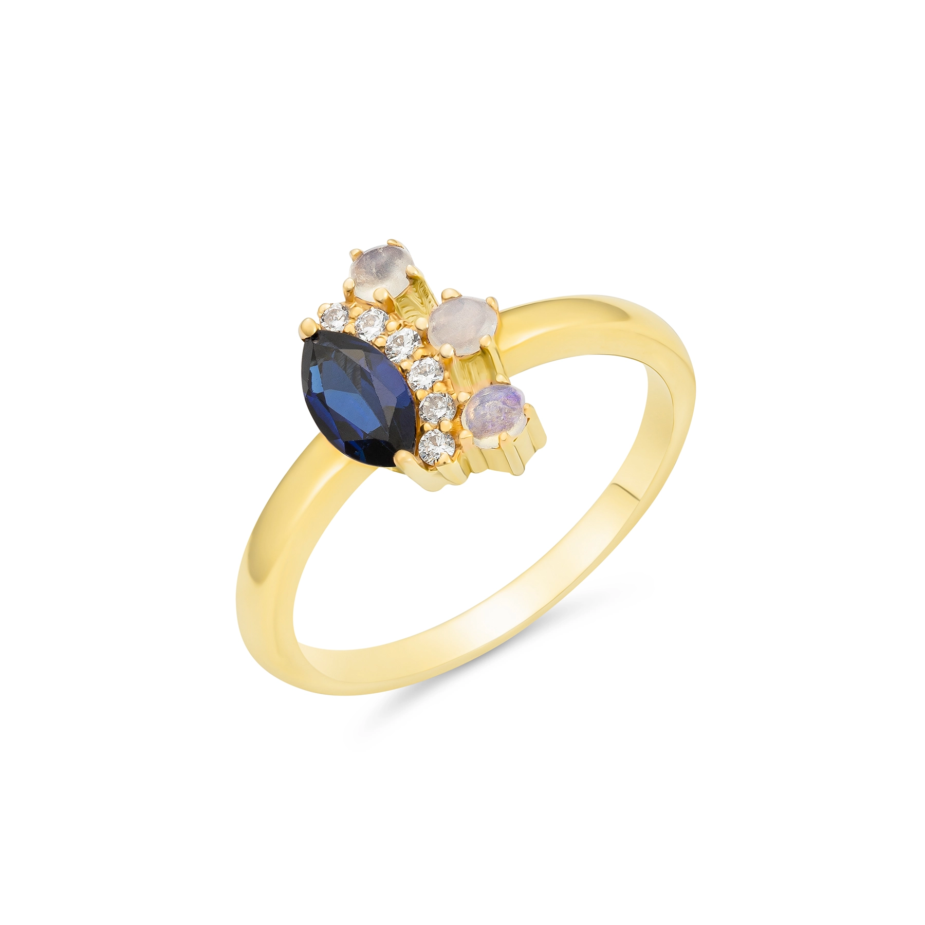 DAINTY SAPPHIRE AND DIAMOND RING