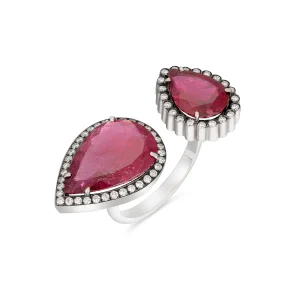 Rubellite Double Pear Ring