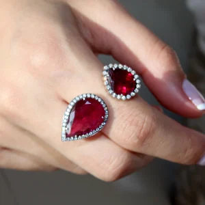 Alternative view of Rubellite Double Pear Ring