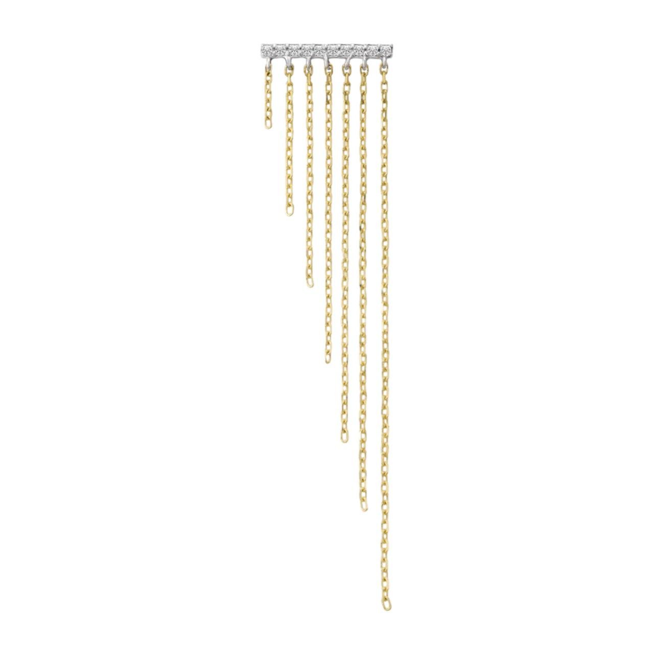 Single Diamond Gold Chain Earring