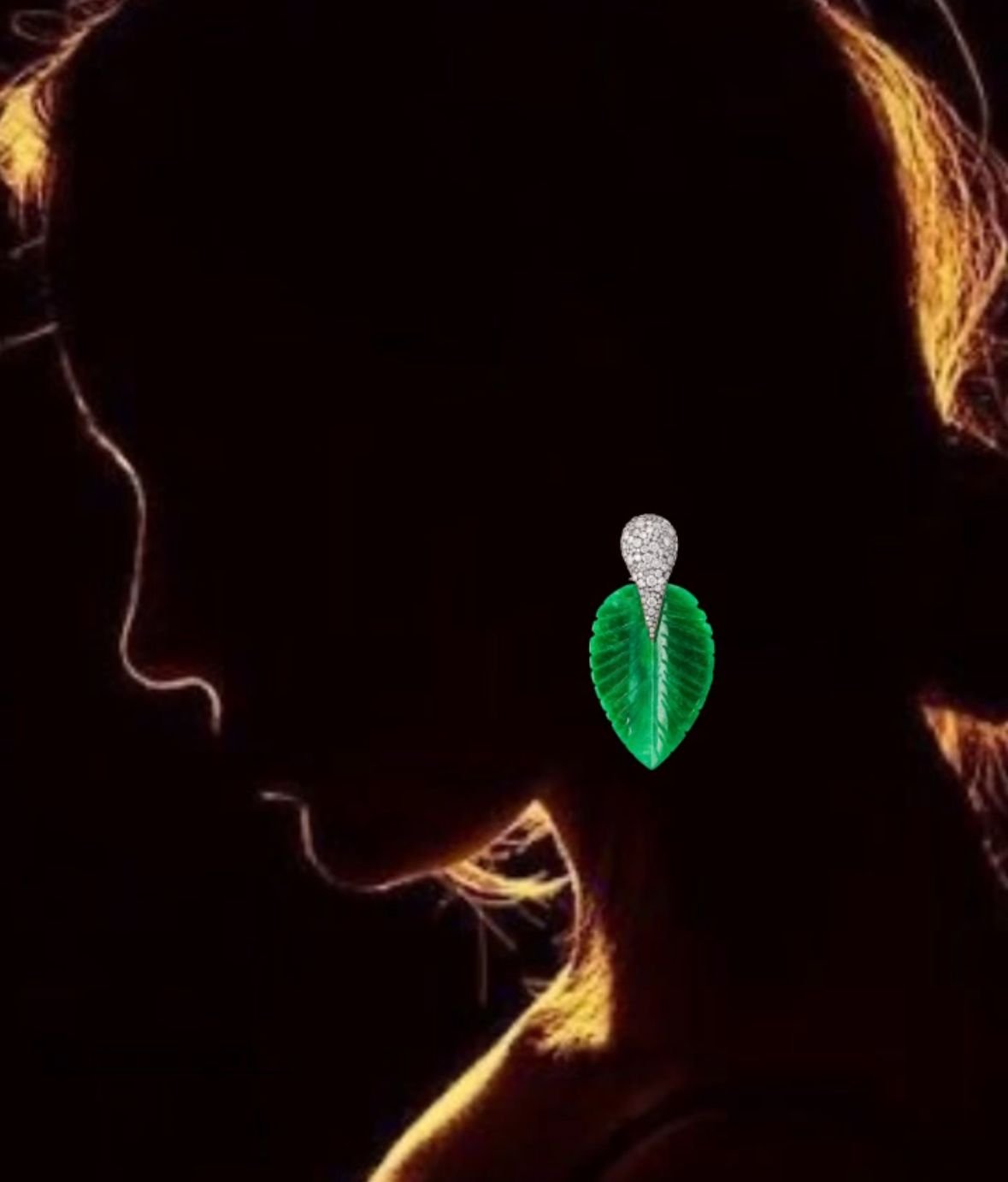 Jade Leaf Diamond Earrings - Image 2