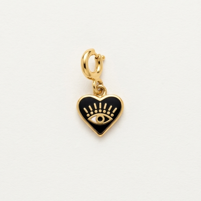 Evil Eye Heart Gold Charm
